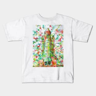 SPACE SHUTTLE - LAUNCH POD - watercolor painting Kids T-Shirt